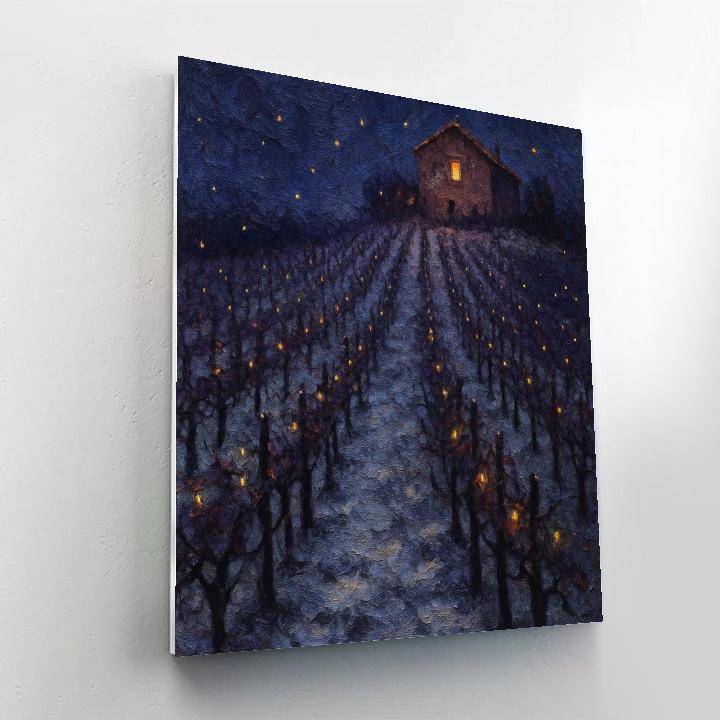 Christmas Fireflies Over Snowy Vineyard Painting by numbers kit