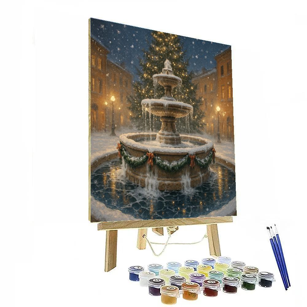 Christmas Star Reflections In The City Fountain Painting by numbers kit
