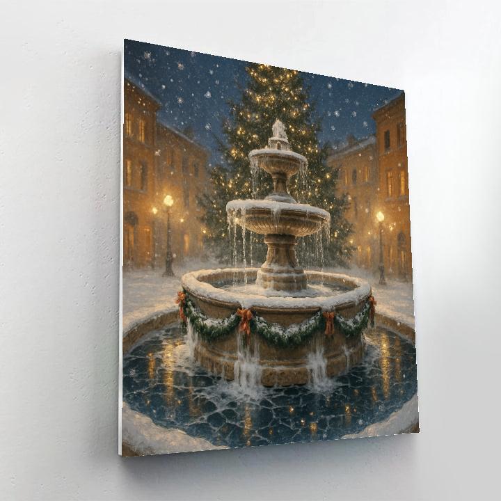 Christmas Star Reflections In The City Fountain Painting by numbers kit