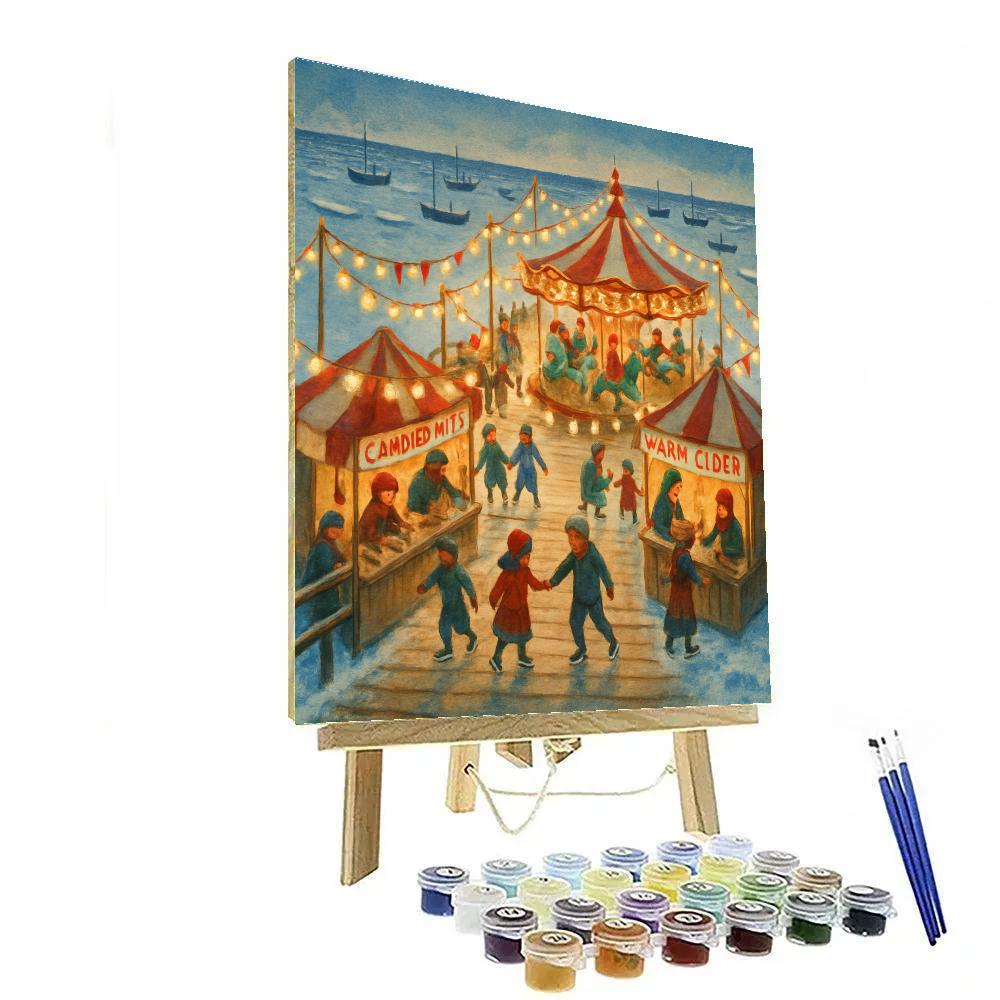 Winter Carnival On The Frozen Pier paint by color