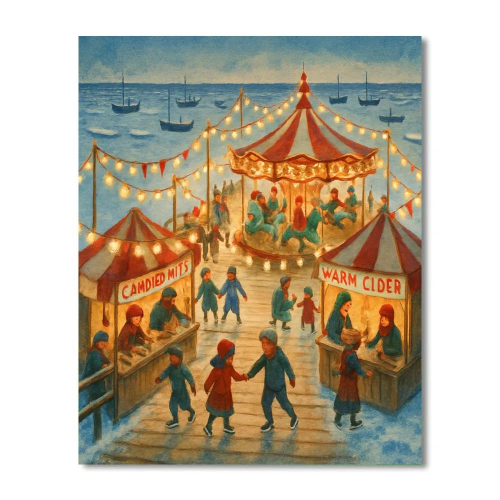 Winter Carnival On The Frozen Pier paint by color