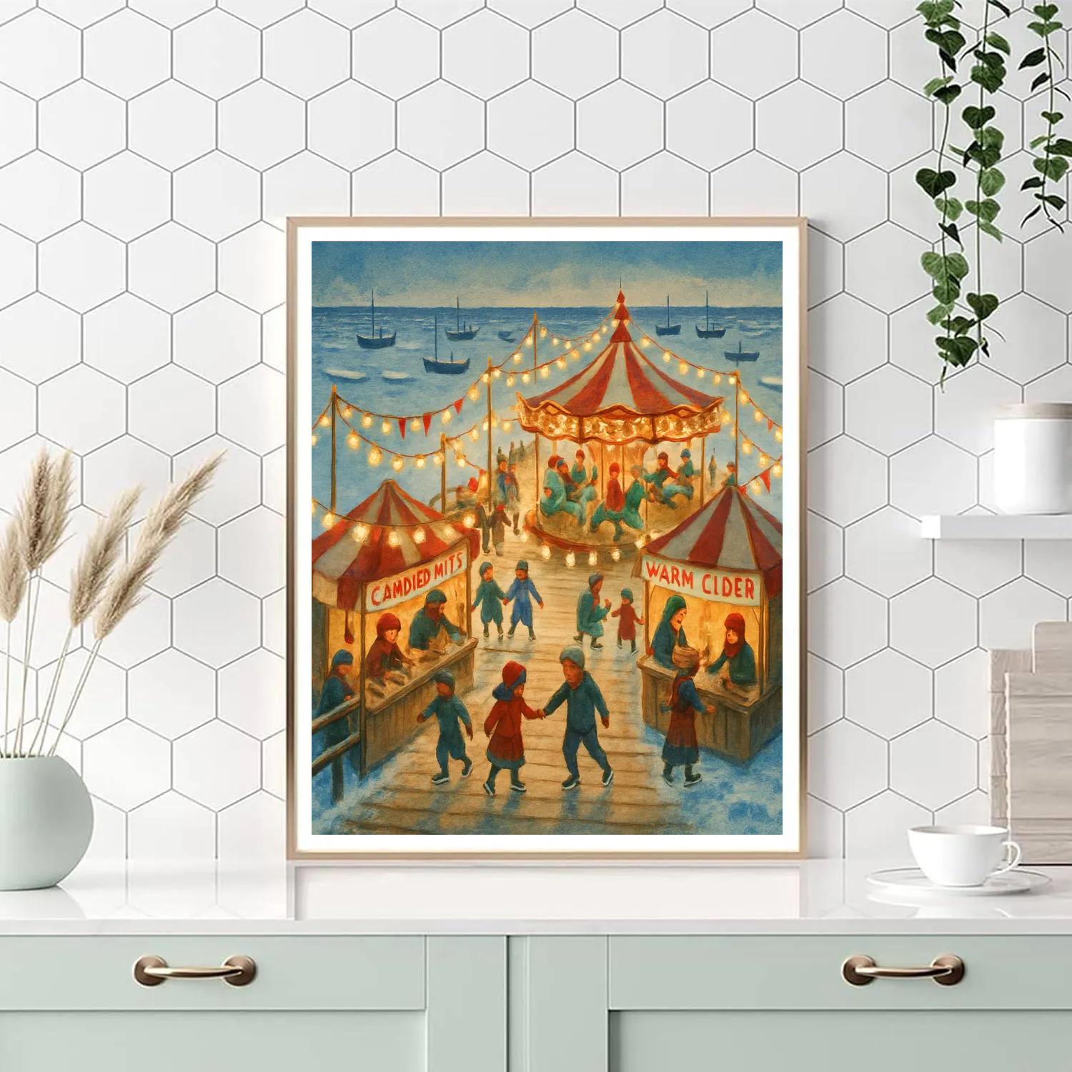 Winter Carnival On The Frozen Pier paint by color