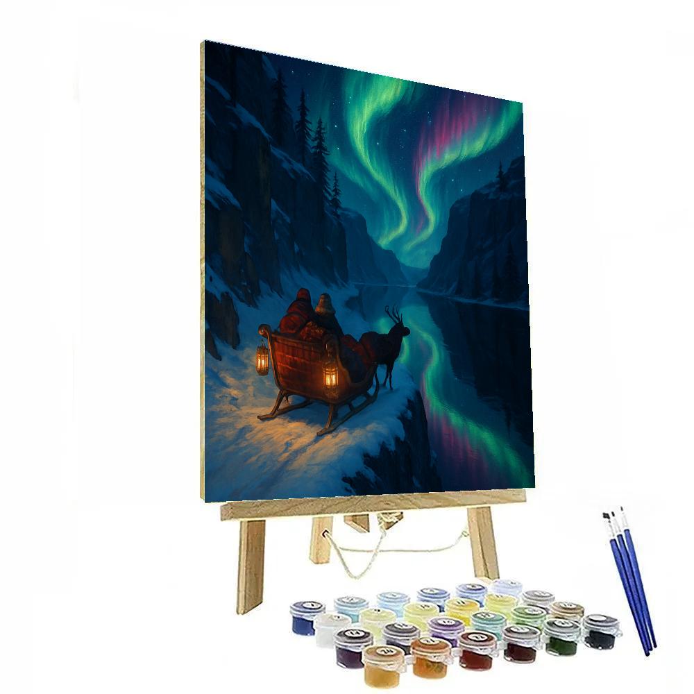 Aurora Sleigh Ride Above The Fjord paint by numbers