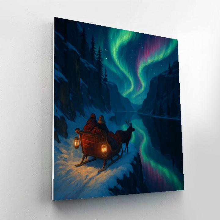 Aurora Sleigh Ride Above The Fjord paint by numbers