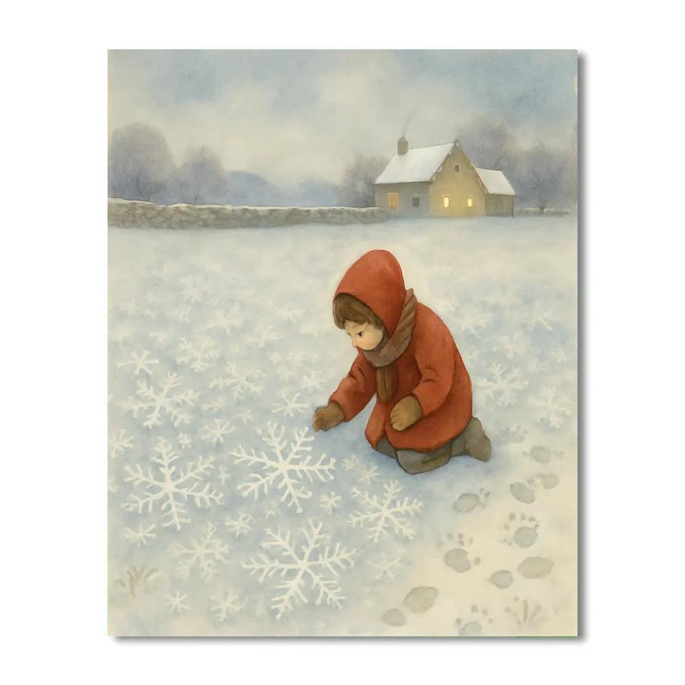 Snowflake Patterned Christmas Meadow Painting by numbers kit
