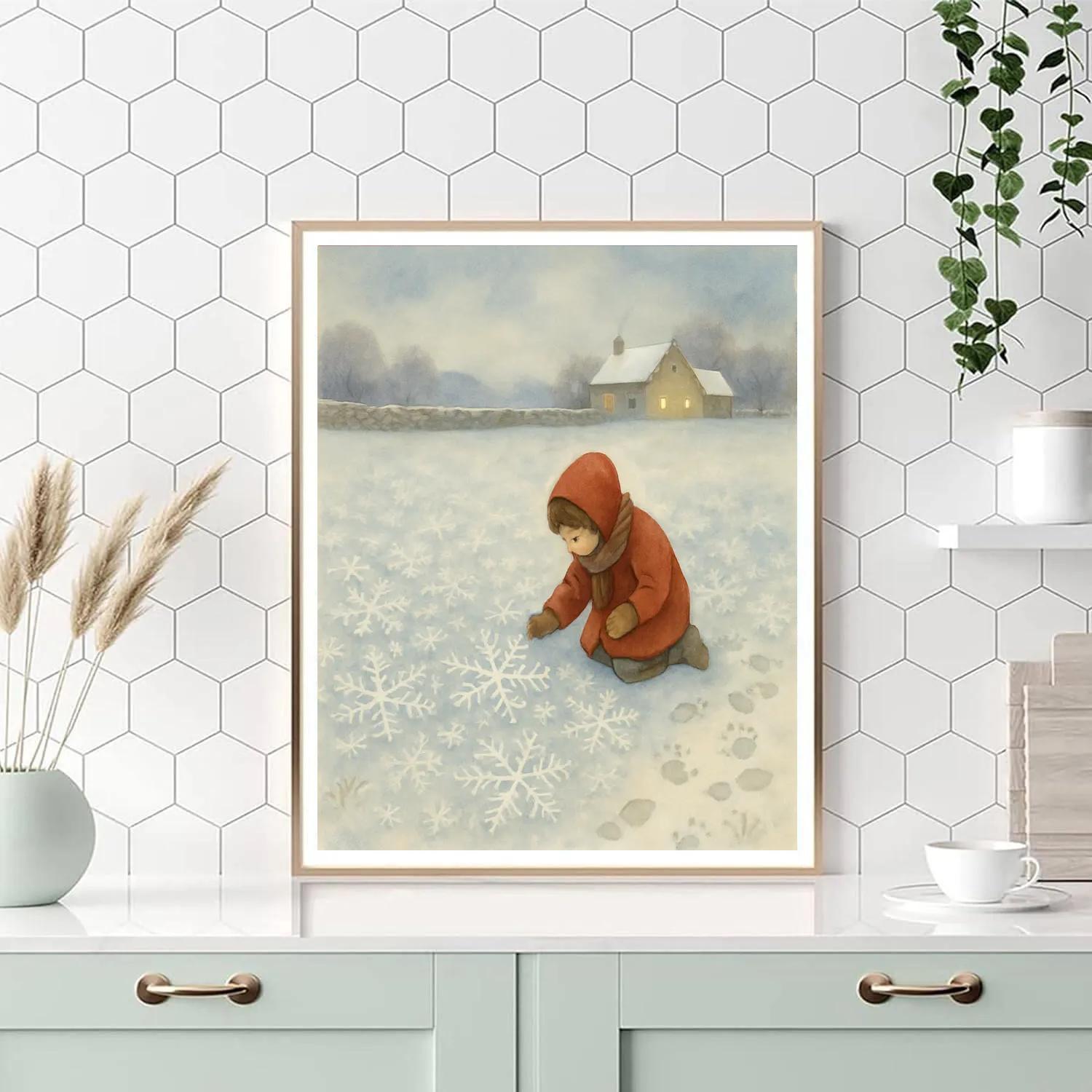 Snowflake Patterned Christmas Meadow Painting by numbers kit