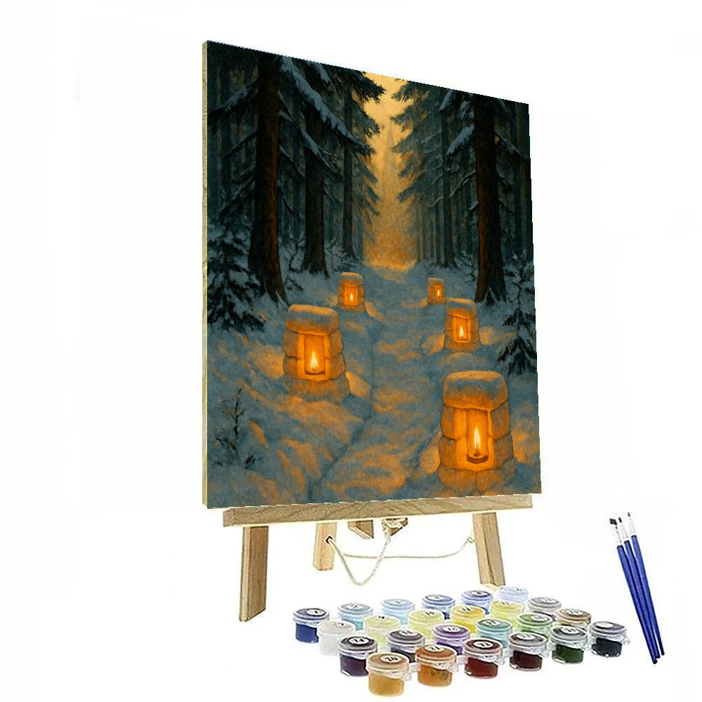Holiday Snow Lantern Forest Path Number painting