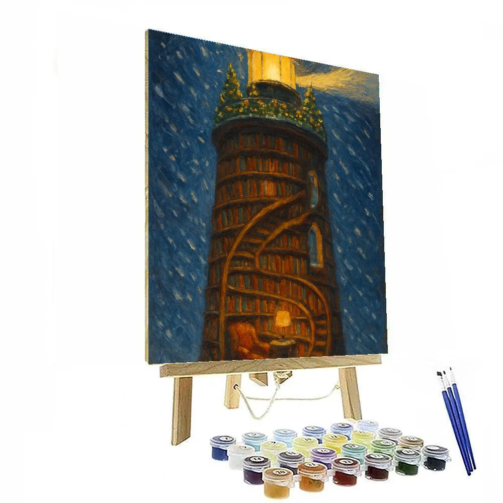 Christmas Lighthouse Library Loft paint by color
