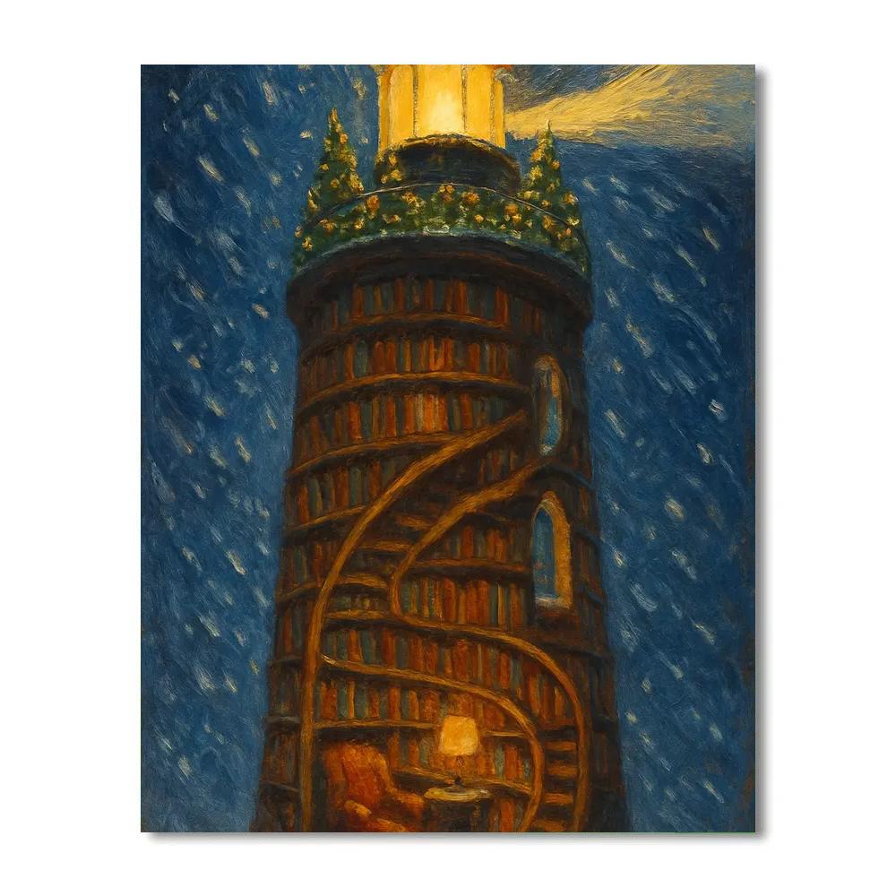 Christmas Lighthouse Library Loft paint by color