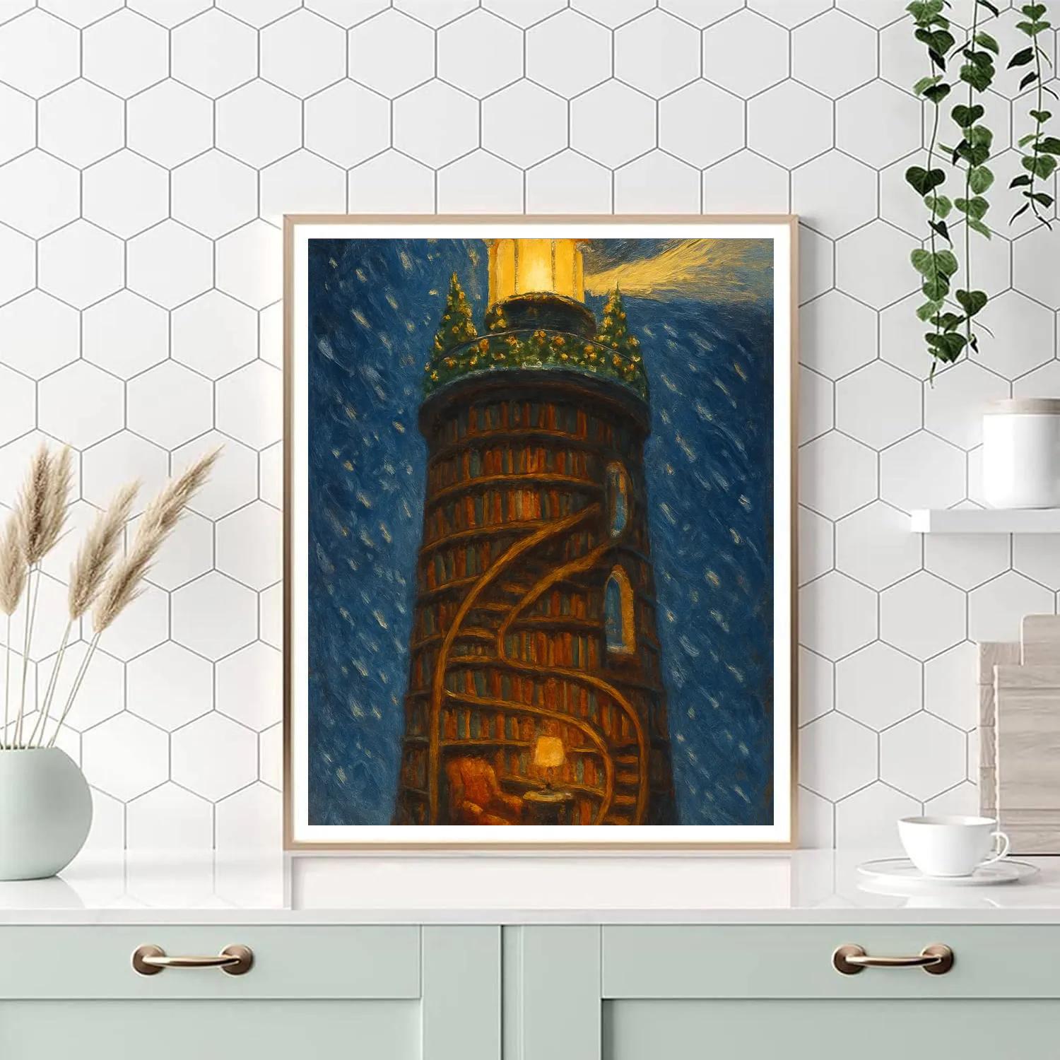 Christmas Lighthouse Library Loft paint by color
