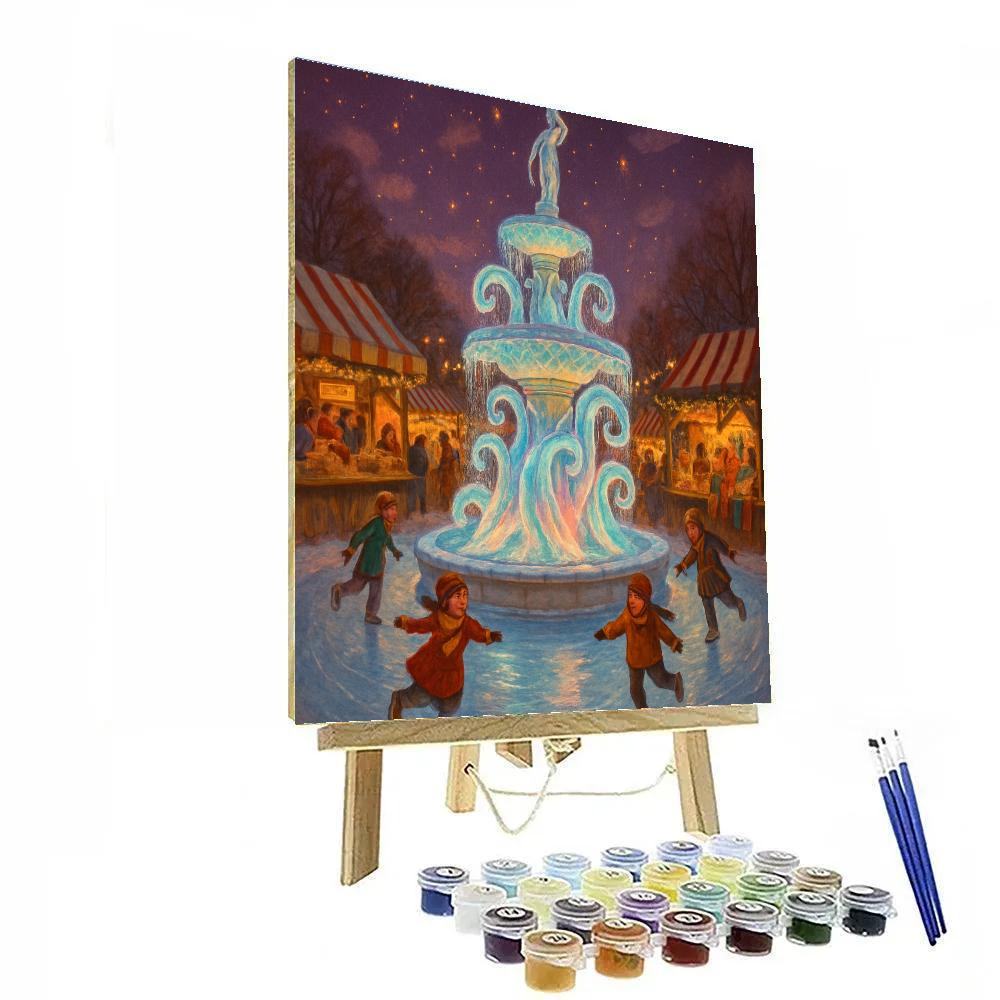 Midnight Christmas Fountain At The Winter Fair Paint by numbers kits