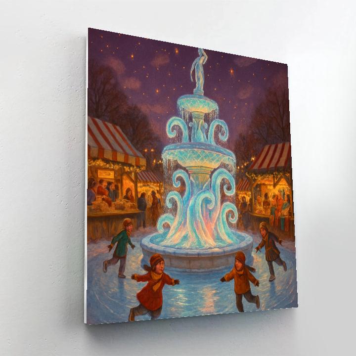 Midnight Christmas Fountain At The Winter Fair Paint by numbers kits