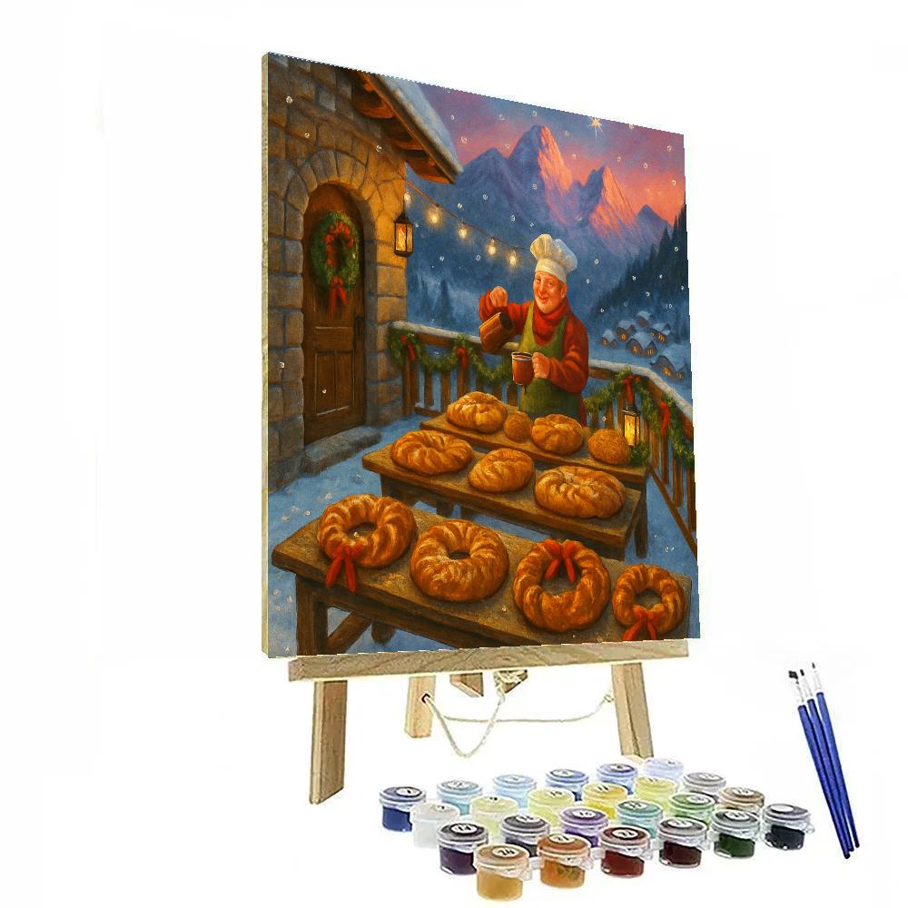 Alpine Christmas Bakery Terrace Paint by numbers kits