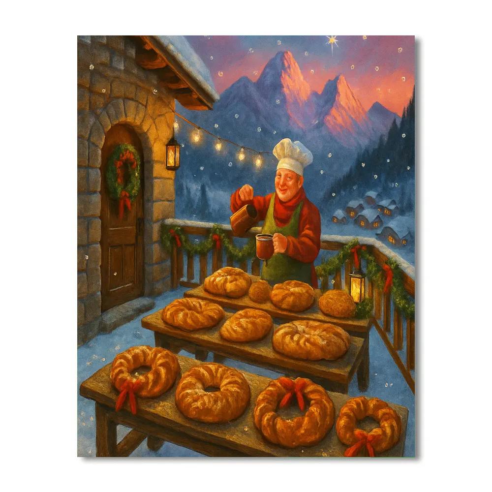 Alpine Christmas Bakery Terrace Paint by numbers kits