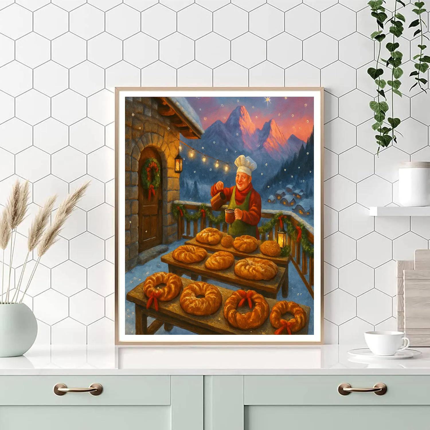 Alpine Christmas Bakery Terrace Paint by numbers kits