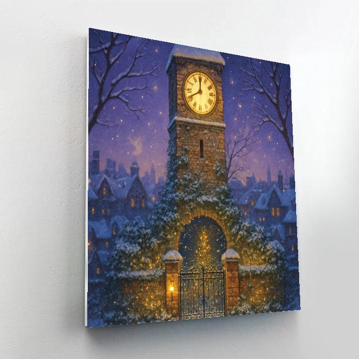 Snowbound Clocktower And Secret Christmas Garden Paint by numbers art