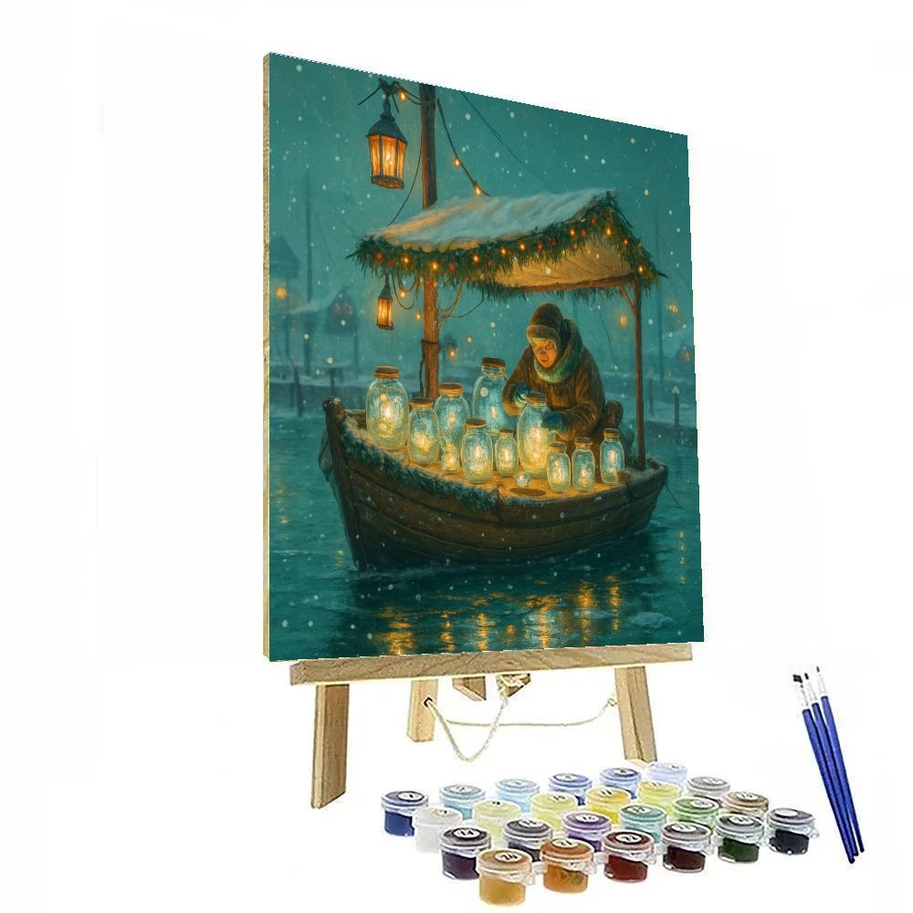Christmas Lantern Boat Laboratory Number painting