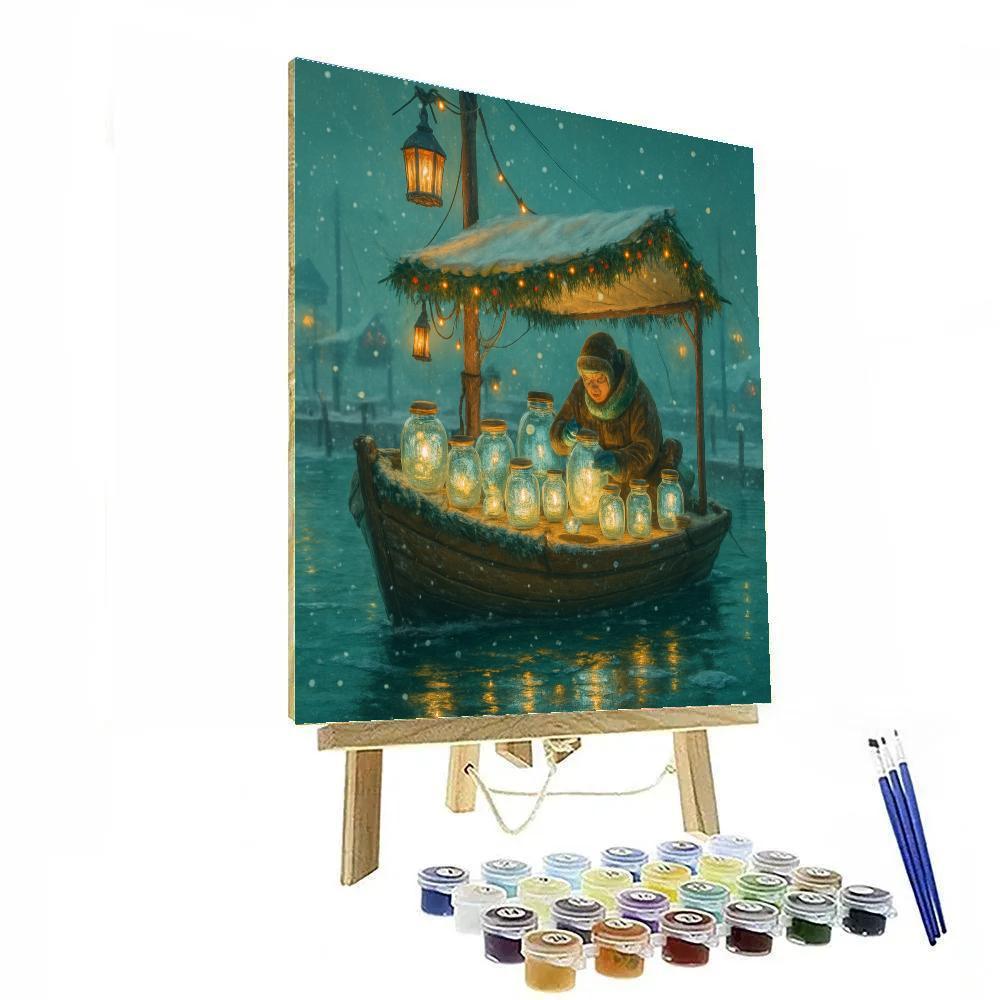 Christmas Lantern Boat Laboratory Number painting