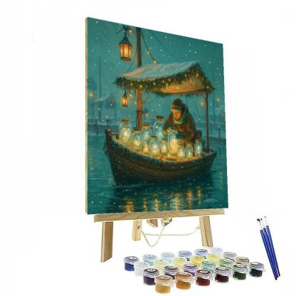 Christmas Lantern Boat Laboratory Number painting