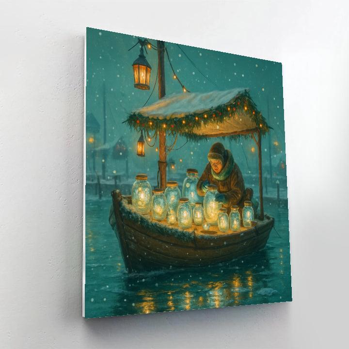 Christmas Lantern Boat Laboratory Number painting
