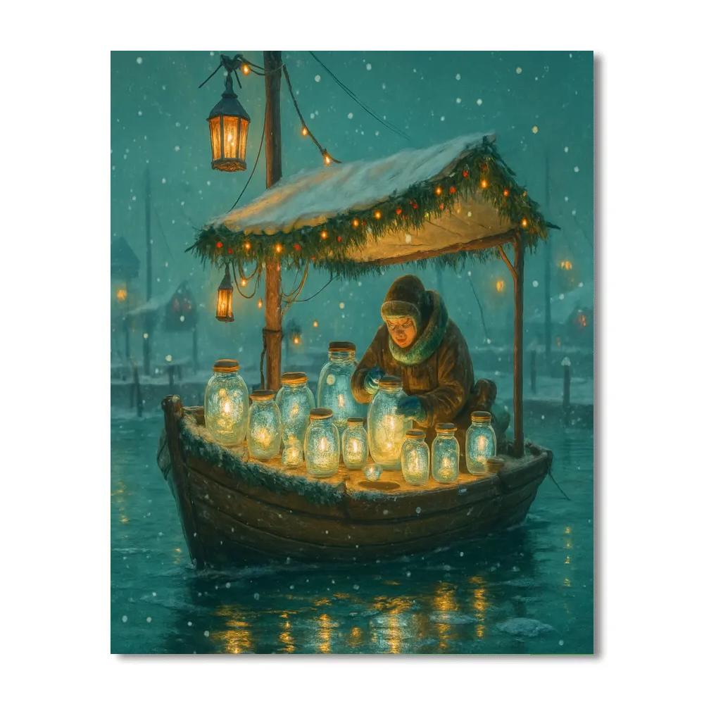 Christmas Lantern Boat Laboratory Number painting