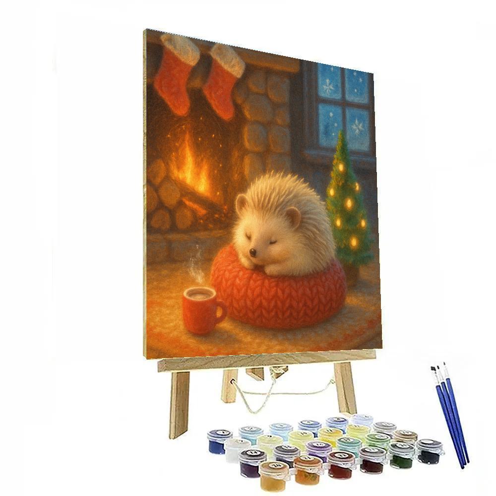 Holiday Hedgehog Hearth Corner paint by numbers