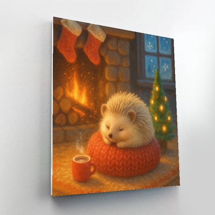 Holiday Hedgehog Hearth Corner paint by numbers