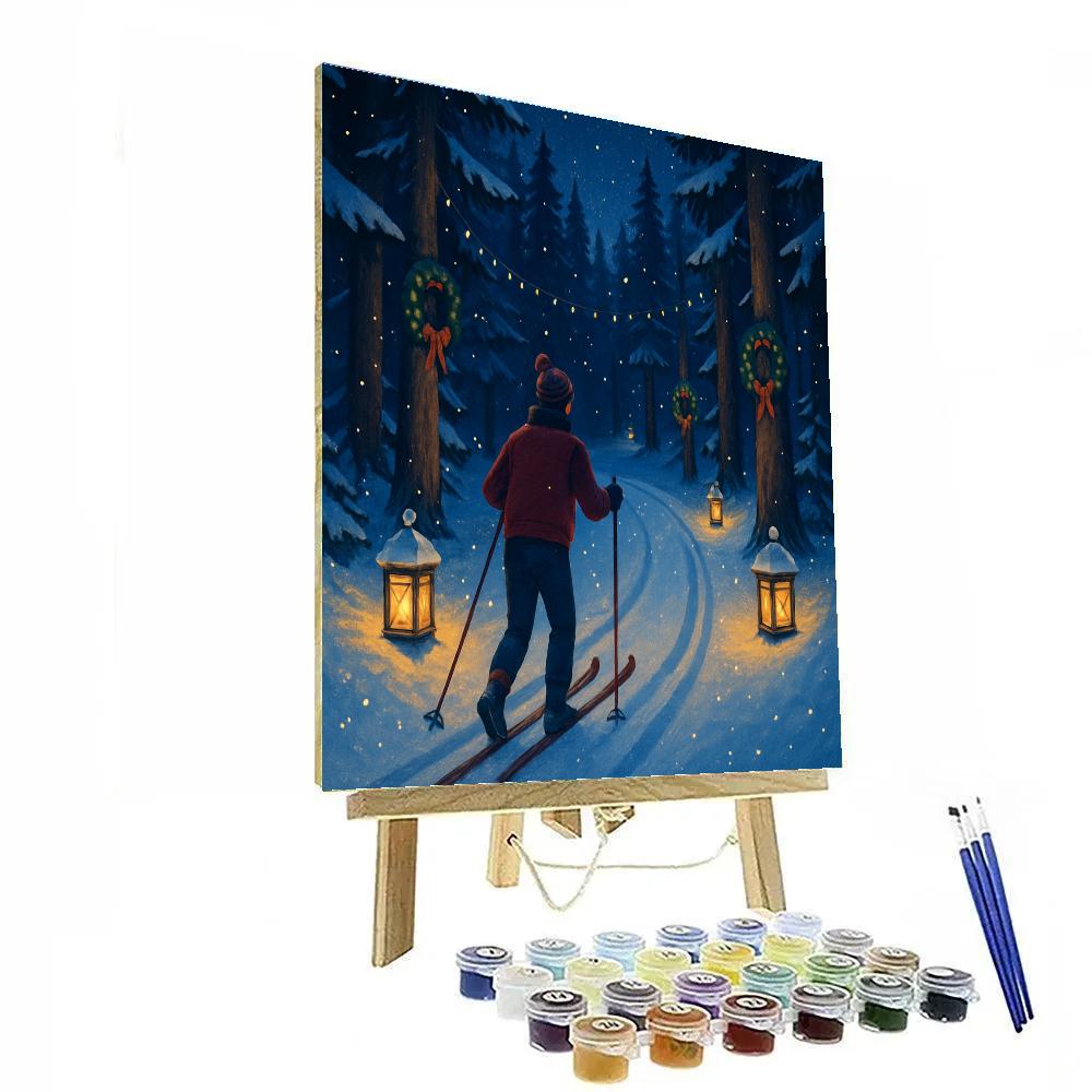 Midnight Ski Through Lantern Forest DIY paint by numbers