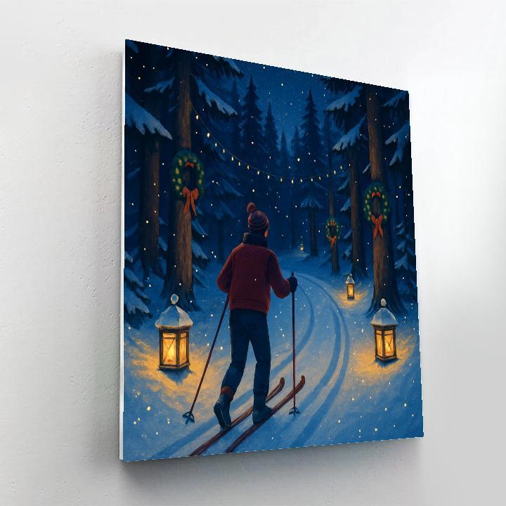Midnight Ski Through Lantern Forest DIY paint by numbers