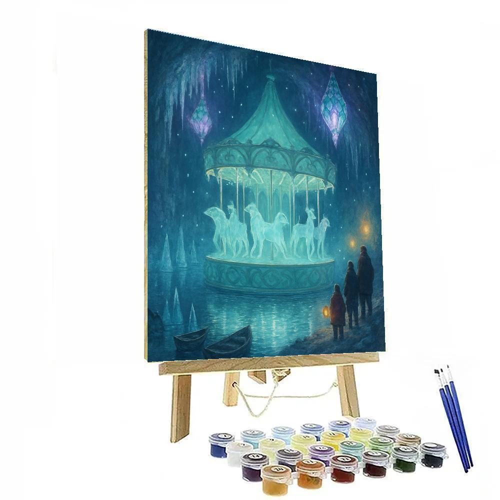 Crystal Christmas Carousel In Cavern Lake DIY paint by numbers