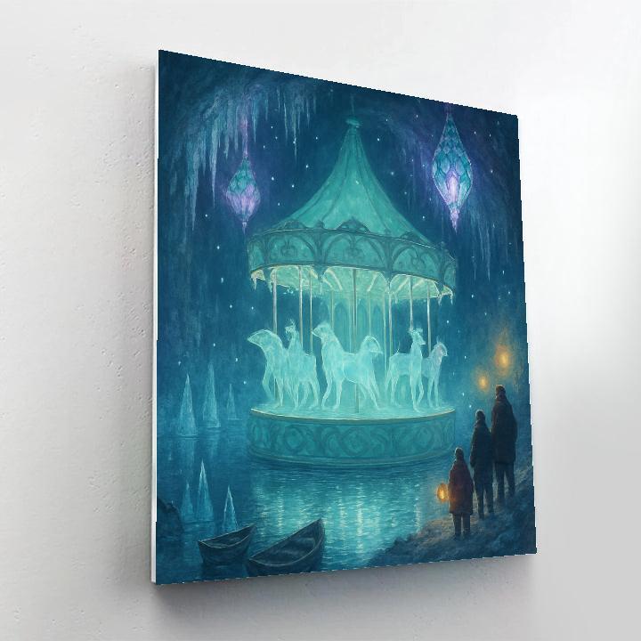 Crystal Christmas Carousel In Cavern Lake DIY paint by numbers