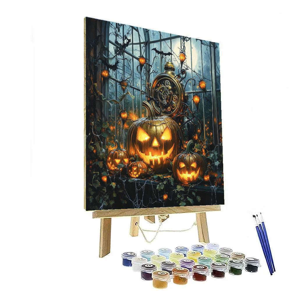 Haunted Clockwork Pumpkin Conservatory Numbered painting kits