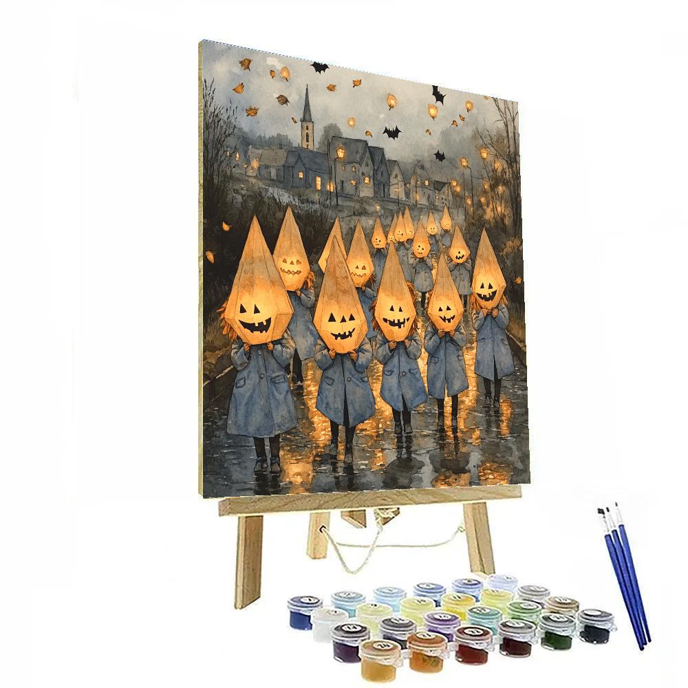 Lantern Parade With Spooky Paper Meteors DIY paint by numbers