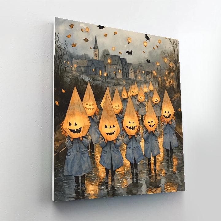 Lantern Parade With Spooky Paper Meteors DIY paint by numbers
