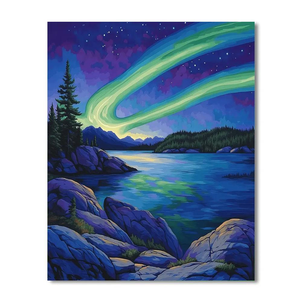 A.Y. Jackson Inspired Aurora Over The Canadian Shield Thaw Paint by numbers kits