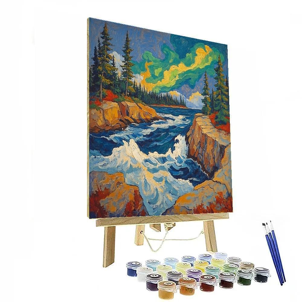 Arthur Lismer Inspired Aurora Gale Over Granite Channels paint by color