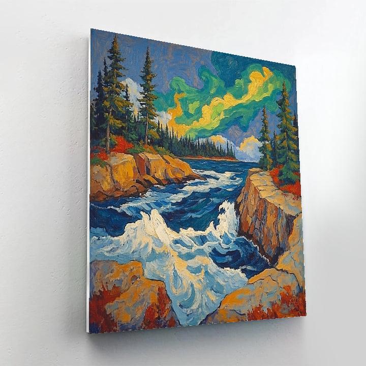 Arthur Lismer Inspired Aurora Gale Over Granite Channels paint by color