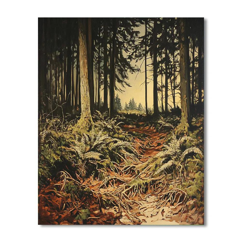 Arthur Lismer Inspired Sgraffito Roots In Storm Lit Understory painting number kit