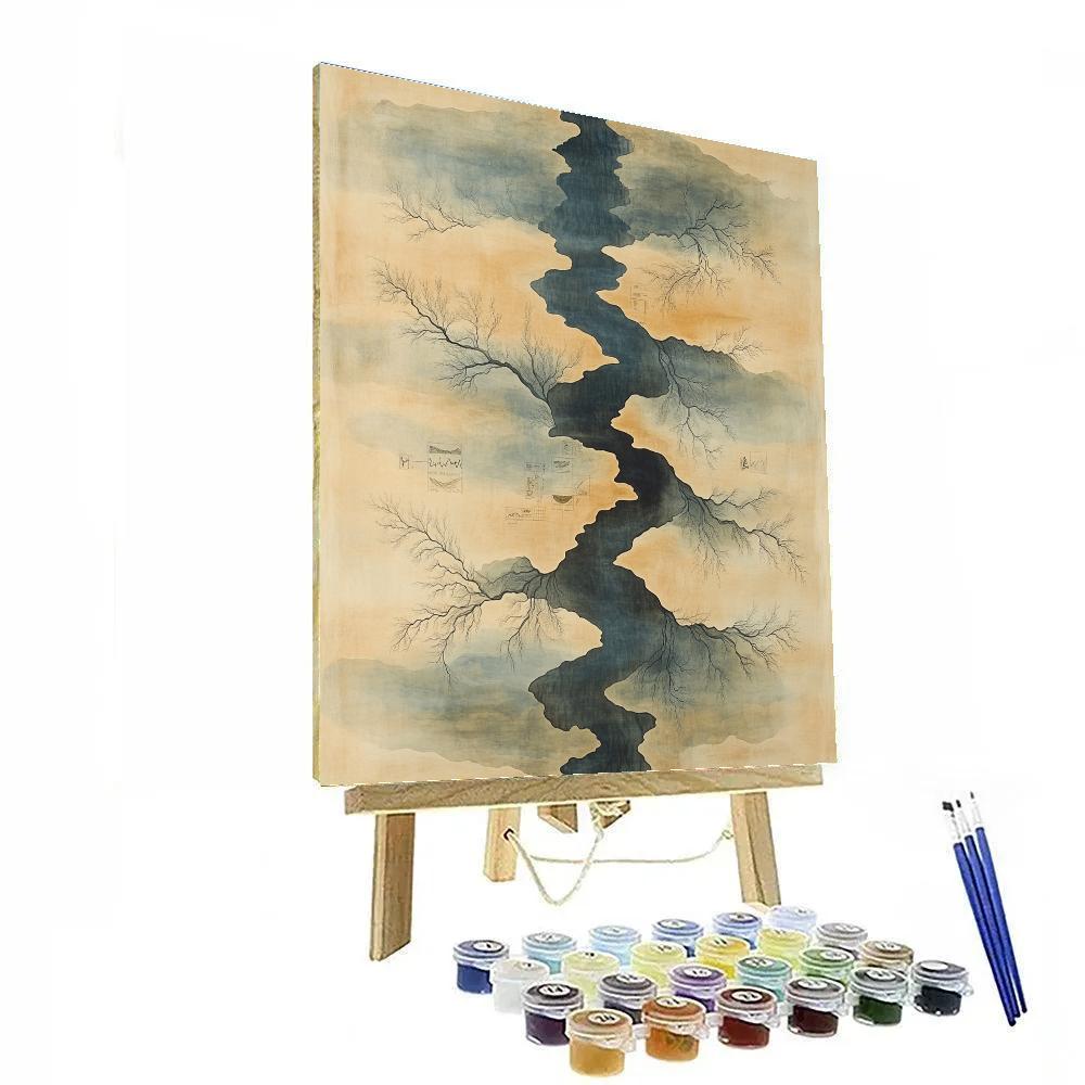 Leonardo Da Vinci Inspired River Delta Geometry paint by number