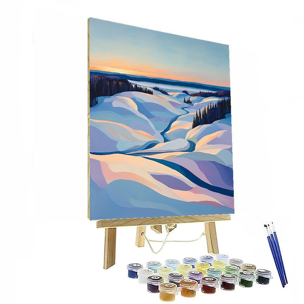 A.Y. Jackson Inspired Arctic Color Snow And Polar Twilight Gradient DIY paint by numbers