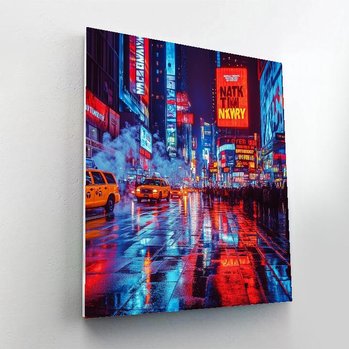 Times Square Night Lights New York United States paint by number