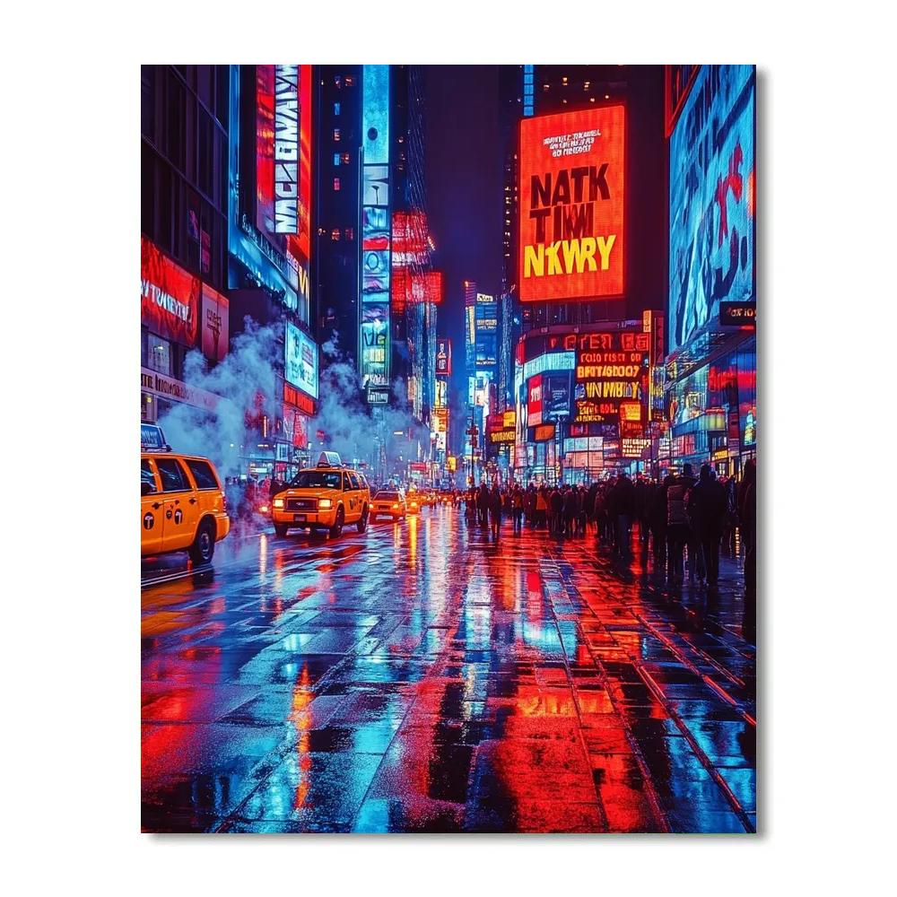 Times Square Night Lights New York United States paint by number