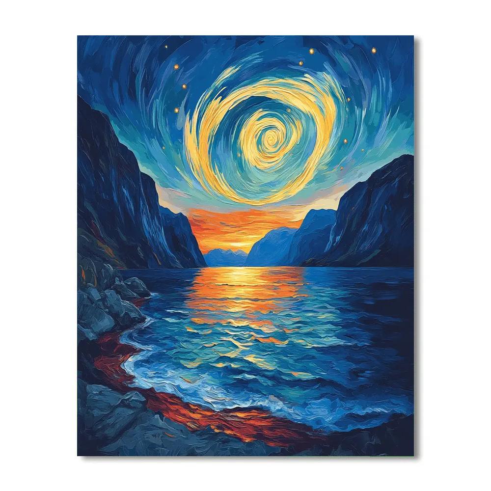 Edvard Munch Inspired Fjord Of Trembling Aurora Paint by numbers art