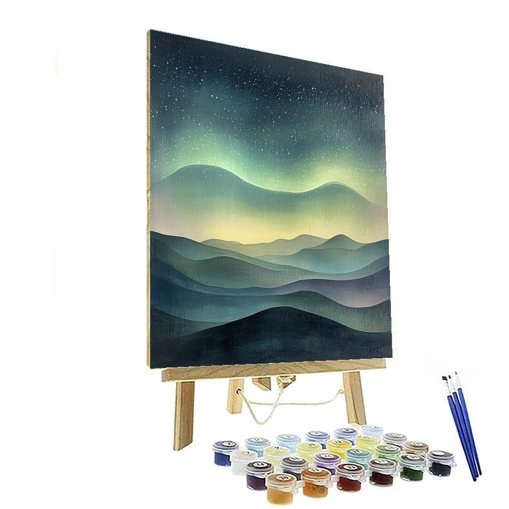 Leonardo Da Vinci Inspired Aurora Over Silent Hills Paint by numbers kits
