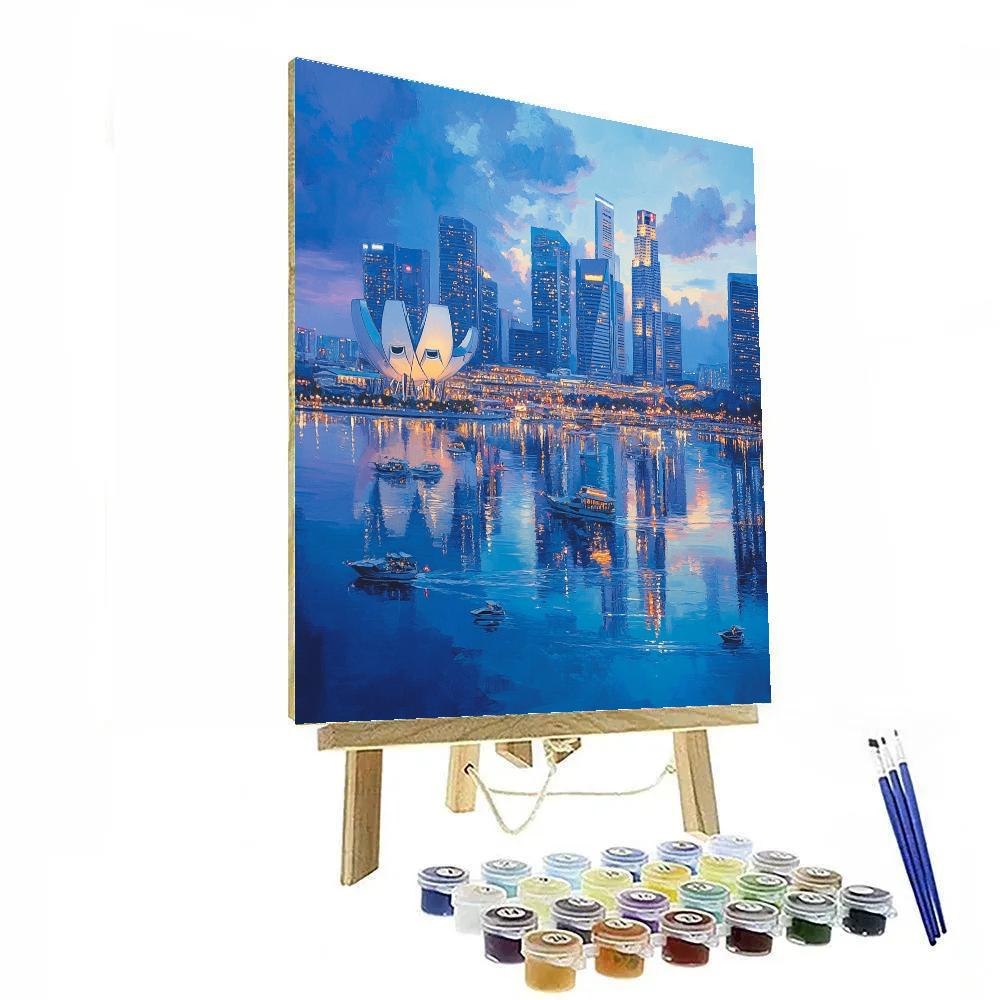 Marina Bay Skyline Dusk Singapore painting number kit