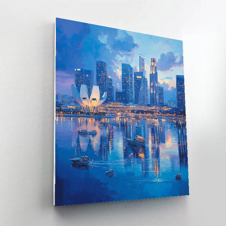 Marina Bay Skyline Dusk Singapore painting number kit