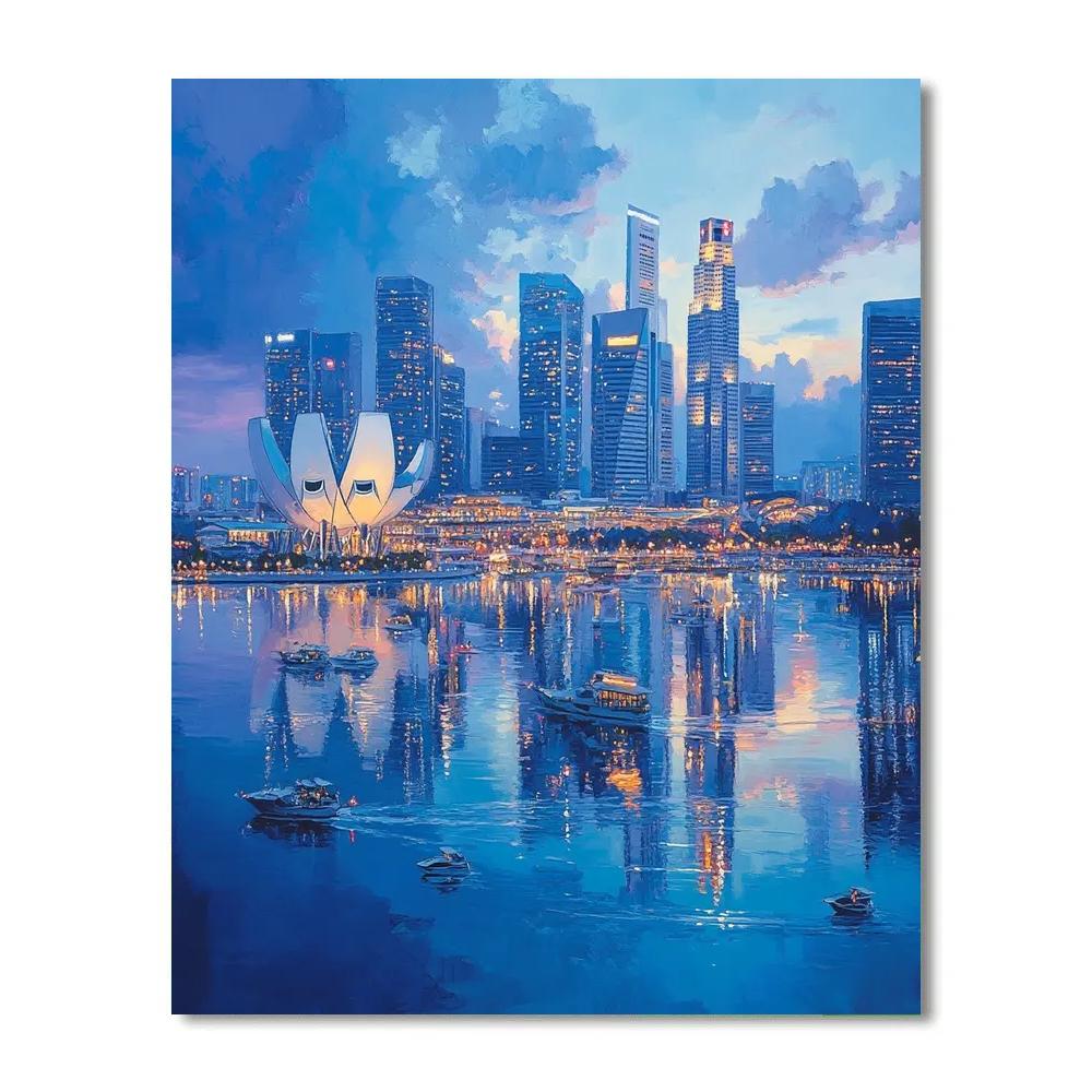 Marina Bay Skyline Dusk Singapore painting number kit