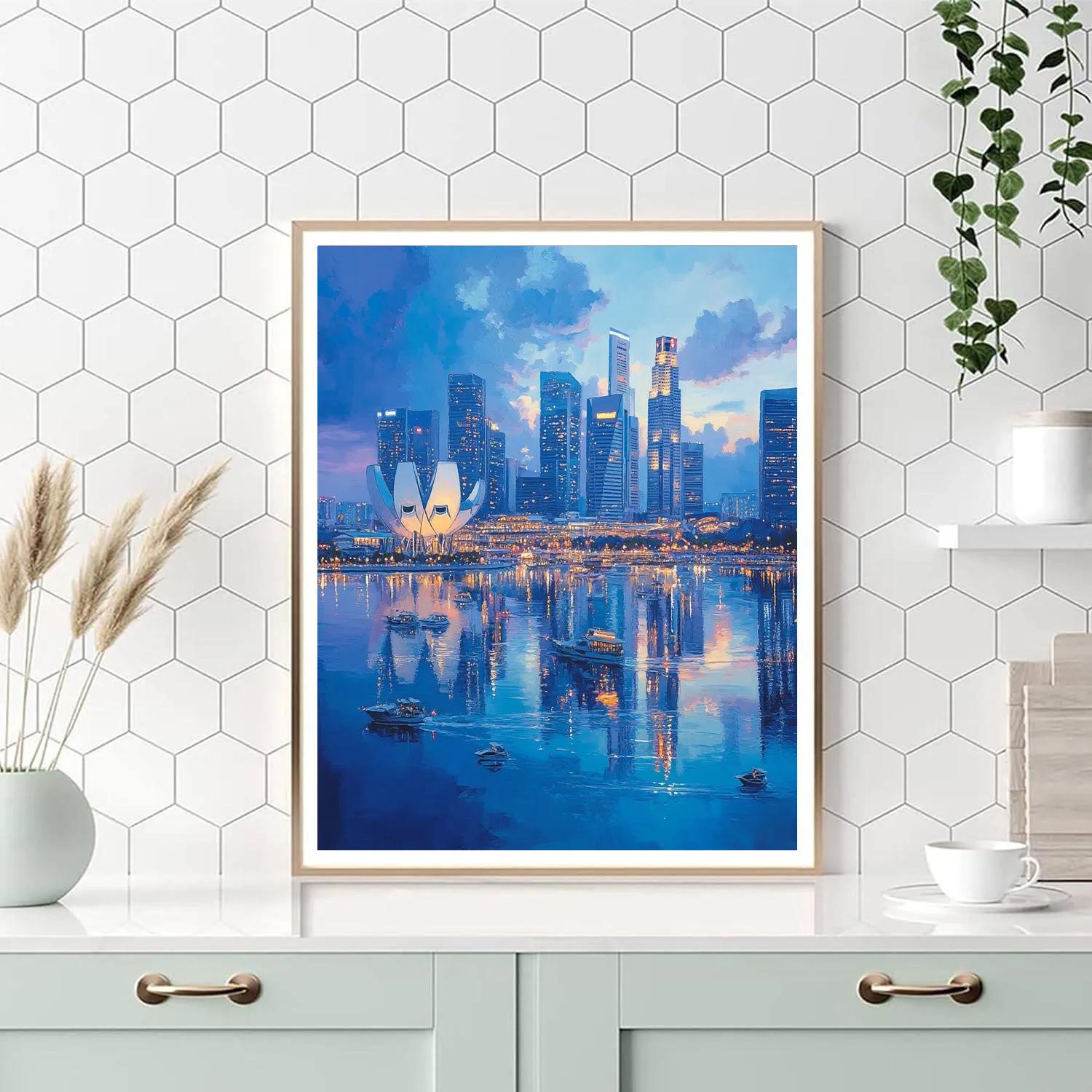 Marina Bay Skyline Dusk Singapore painting number kitMarina Bay Skyline Dusk Singapore - DIY Painting By Numbers Kit - Image 4