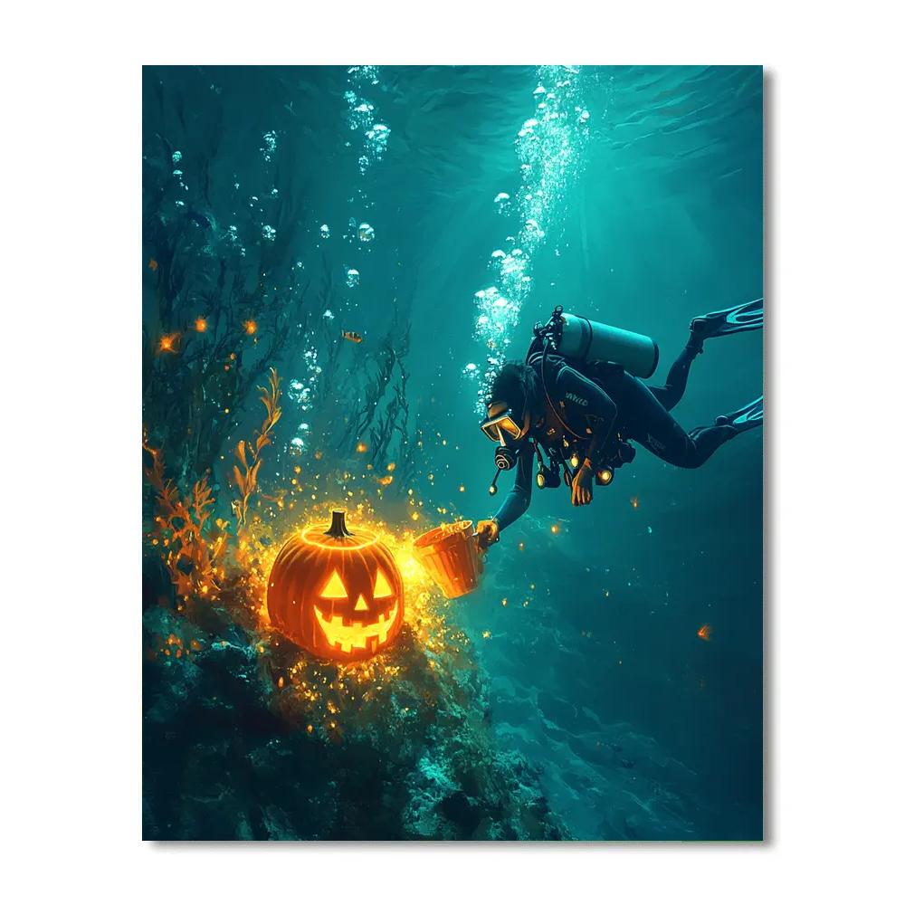 Underwater Haunted Coral Jack O Lanterns DIY paint by numbers