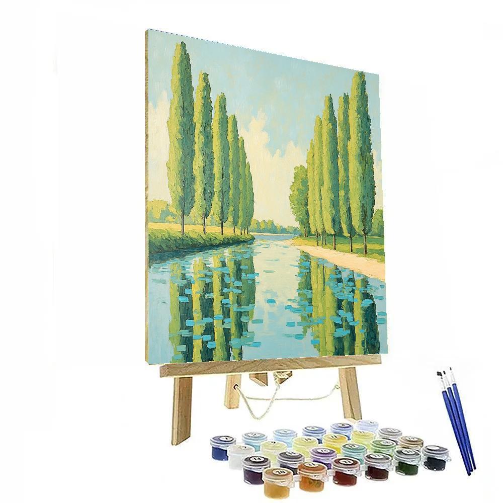 Claude Monet Inspired Poplar Riverbank Wind Shimmer paint by numbers